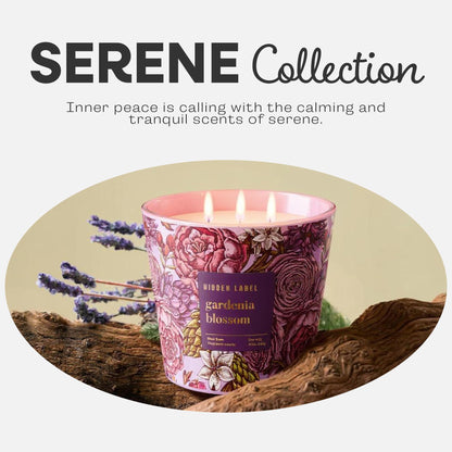 Hidden Label Big Gardenia Blossom Soy Candle - 3-Wick, 30oz, 100 Hour Burn, Non-Toxic