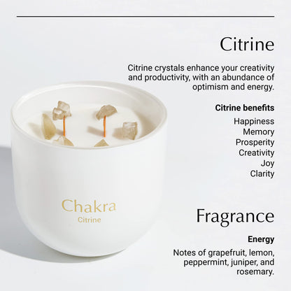 Hidden Label Healing Crystal Candle – Citrine Energy, Wood Wick, 12oz