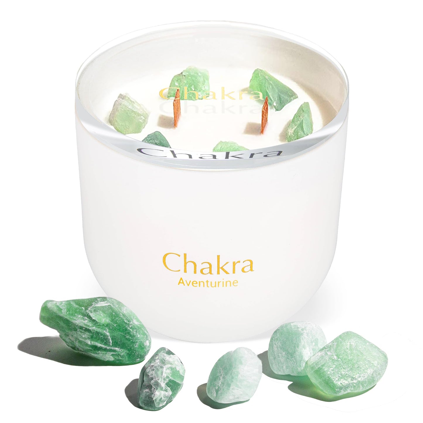 Hidden Label Healing Crystal Candle – Aventurine Wealth, Wood Wick Aromatherapy 12oz
