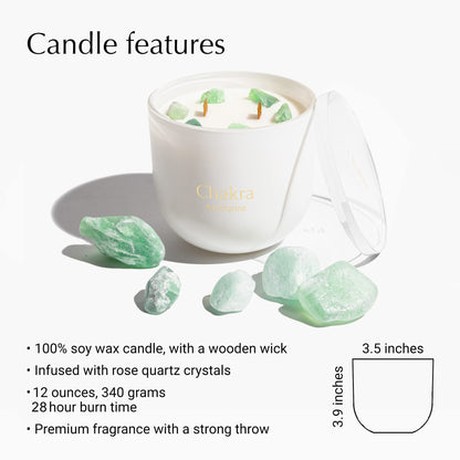 Hidden Label Healing Crystal Candle – Aventurine Wealth, Wood Wick Aromatherapy 12oz