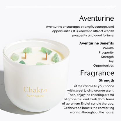 Hidden Label Healing Crystal Candle – Aventurine Wealth, Wood Wick Aromatherapy 12oz