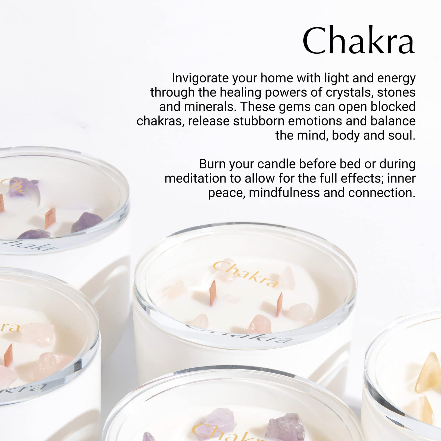 Hidden Label Healing Crystal Candle – Pear Ginger, Wood Wicks, Real Crystals, 12oz