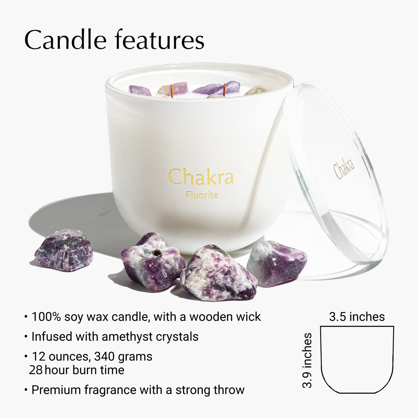 Hidden Label Healing Crystal Candle – Pear Ginger, Wood Wicks, Real Crystals, 12oz