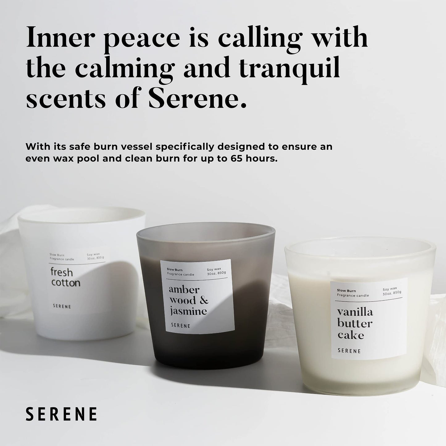 Hidden Label Large Scented Candle | 30oz 3-Wick Amber Wood & Jasmine