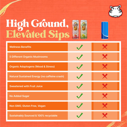 High Ground Elixir Mushroom Seltzer Variety Pack – Focus & Stress Adaptogens