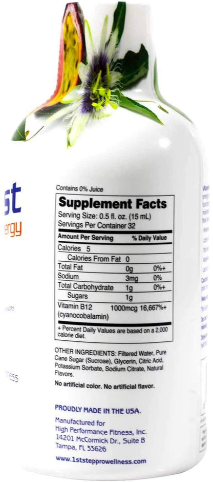 High Performance Fitness, Inc. 1st Step Liquid B-12 Tropical Blast 16-Ounce, 1 Bottle