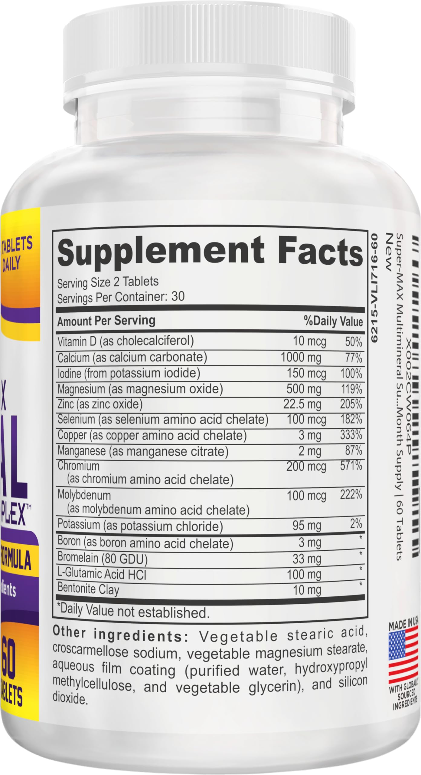Super-MAX Multimineral (Iron Free) – 60 Tablets | All-in-1 Mineral Complex