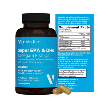 High-Potency Omega-3 Fish Oil 750mg | EPA & DHA for Heart, Brain & Immune Health