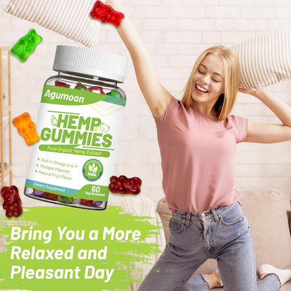 Hemp Gummies 2 Packs - High Potency Relaxing Edibles with Natural Hemp Oil Extract — Vegan, Low Sugar, Non-GMO, 120 Counts