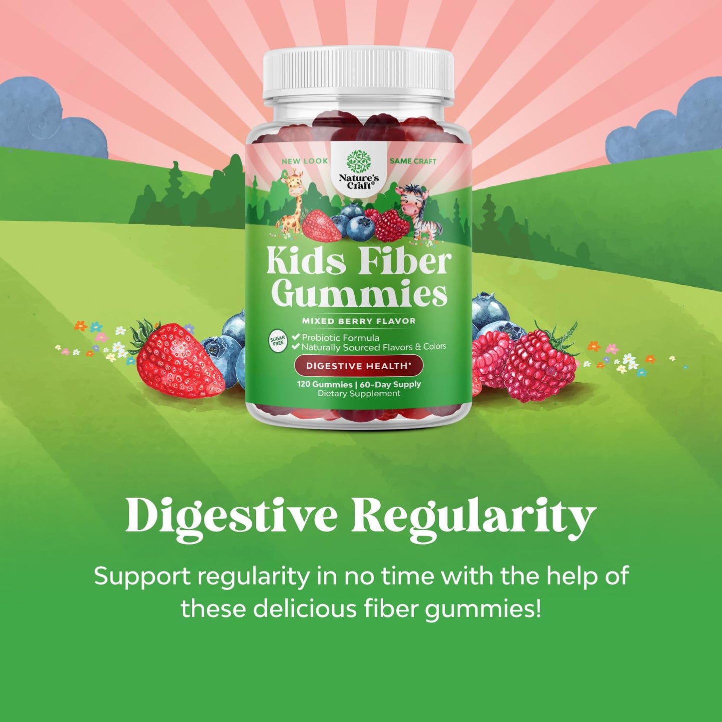 High Prebiotic Fiber Gummies for Kids - 120 Count | Chicory Root, Non-GMO & Vegan
