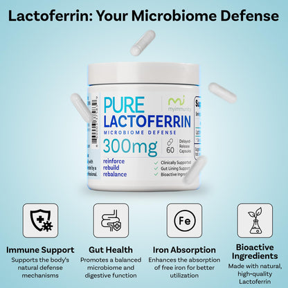 MyImmunity Pure Lactoferrin 300mg | Immune Support & Iron Absorption | Gluten-Free (60 Capsules)