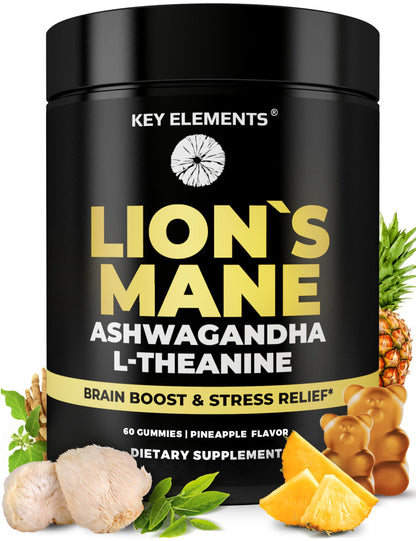 High Strength Lion's Mane Gummies with Ashwagandha & L-Theanine – Focus & Memory