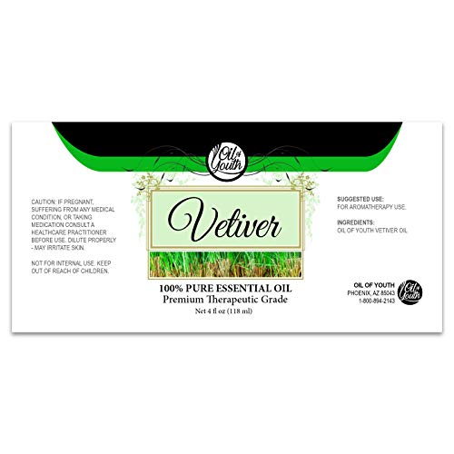 Oil of Youth Vetiver Essential Oil 4 fl oz – Pure, Natural, USA Bottled
