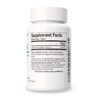 Biotics Li Zyme 50 mcg Lithium – Whole Food, Phytochemically Bound | Brain Function & Mood Support | 100 Tablets