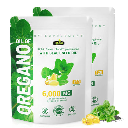 HIIHONE Oil of Oregano Softgels – Carvacrol 165mg & Thymoquinone