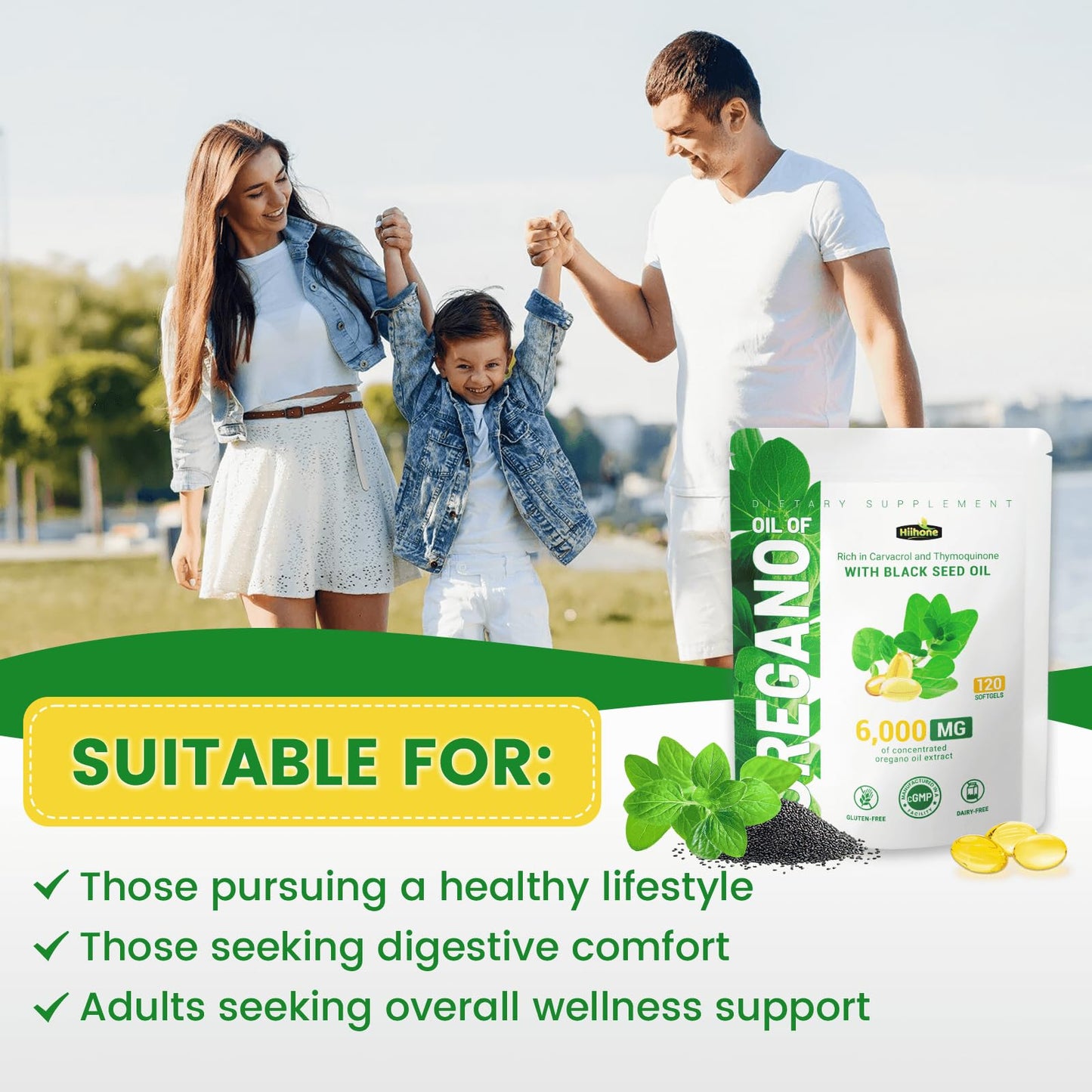 HIIHONE Oil of Oregano Softgels – Carvacrol 165mg & Thymoquinone