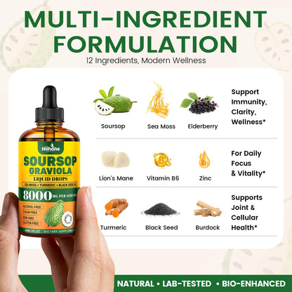 HIIHONE 2 Pack 12-in-1 Soursop Bitters – Immune & Digestive Support