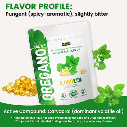 HIIHONE Oil of Oregano Softgels – Carvacrol 165mg & Thymoquinone