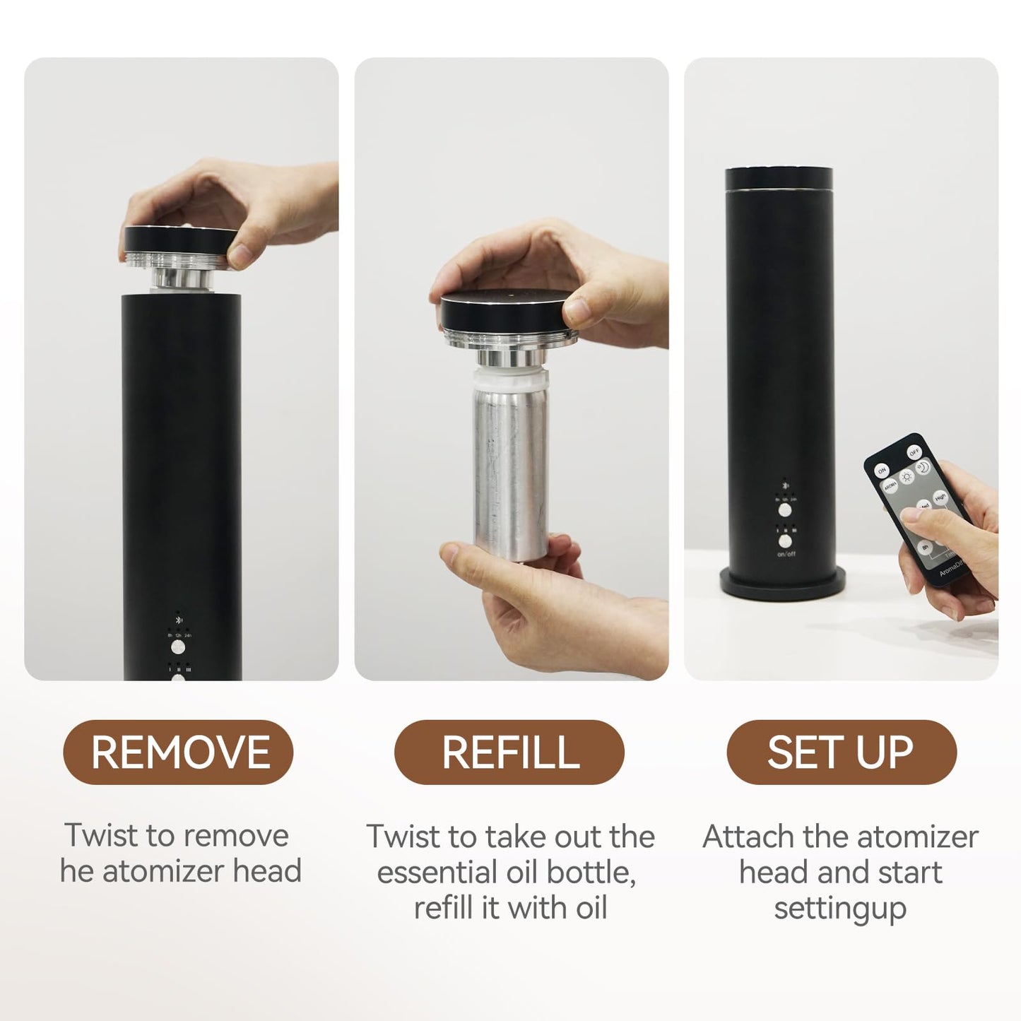 Hijoc Waterless Bluetooth Diffuser – 300ml Starter Kit for Home & Office (Black)