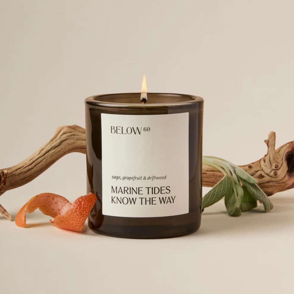 Hilary Duff’s Below 60 Scented Candle – Sage, Grapefruit & Driftwood (7.2oz) – Paraffin-Free Soy Wax