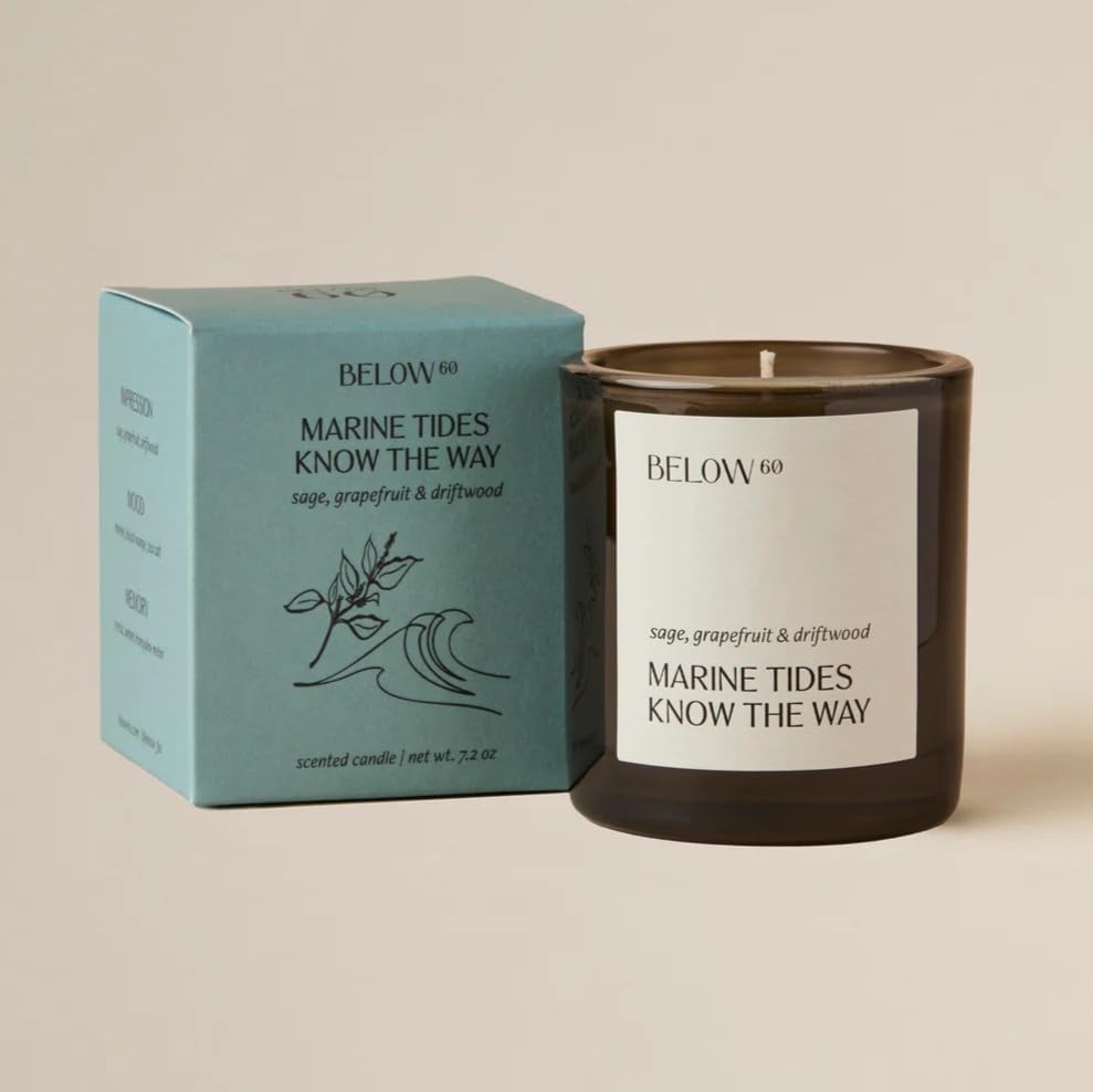Hilary Duff’s Below 60 Scented Candle – Sage, Grapefruit & Driftwood (7.2oz) – Paraffin-Free Soy Wax