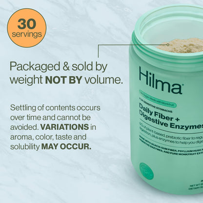 Hilma Daily Fiber & Digestive Enzymes | Fiber Powder with Psyllium Husk & Acacia – Gluten Free, Vegan, 30 Servings