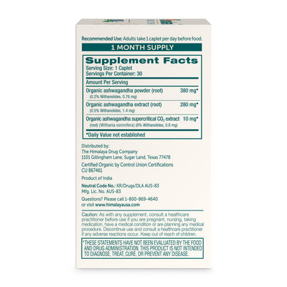 Himalaya Organic Ashwagandha Root – 30 Day Supply | Stress & Energy Support