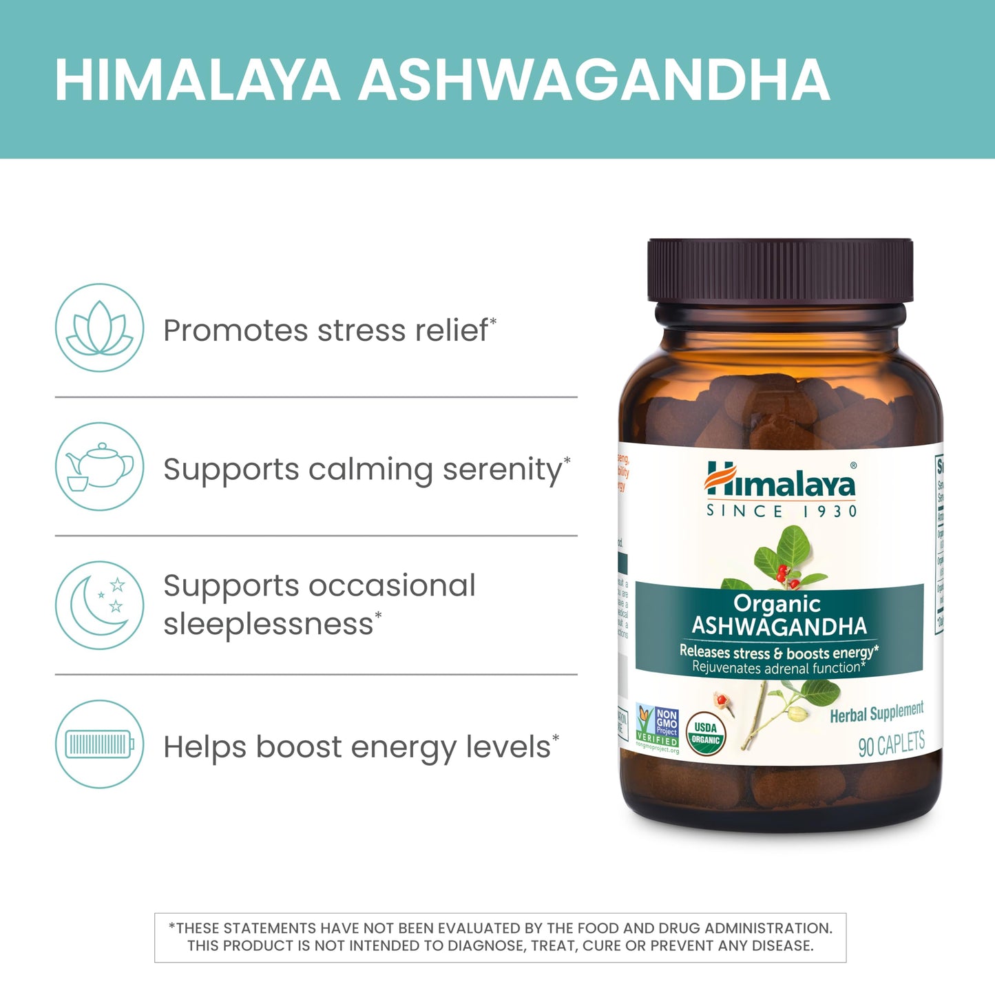 Himalaya Organic Ashwagandha Root – 30 Day Supply | Stress & Energy Support