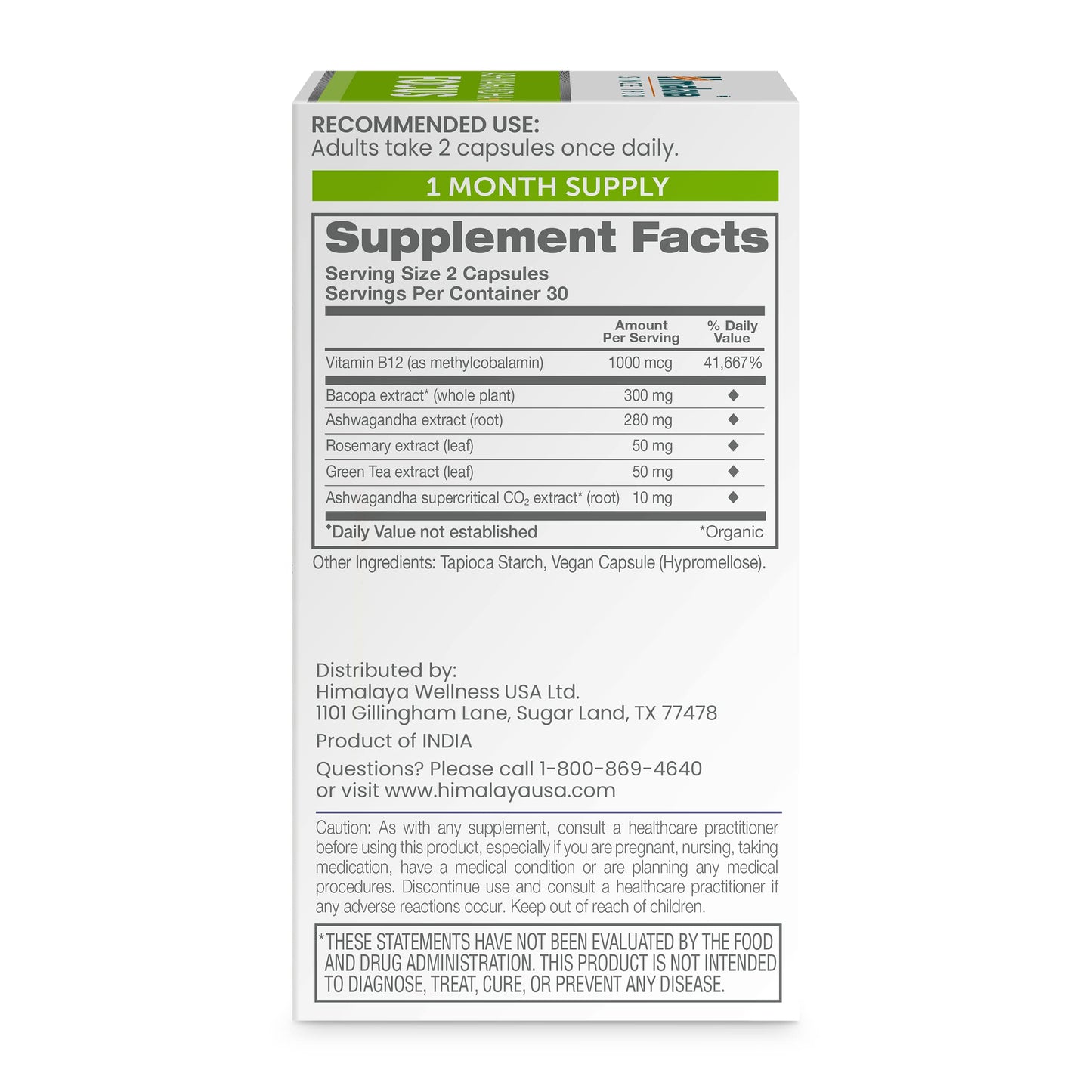 Himalaya Ashwagandha+ Focus – Nootropic Memory & Clarity (Vegan, Non-GMO)