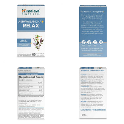 Himalaya Ashwagandha+ Relax 540 mg - 60 Veg Capsules - Stress & Relaxation