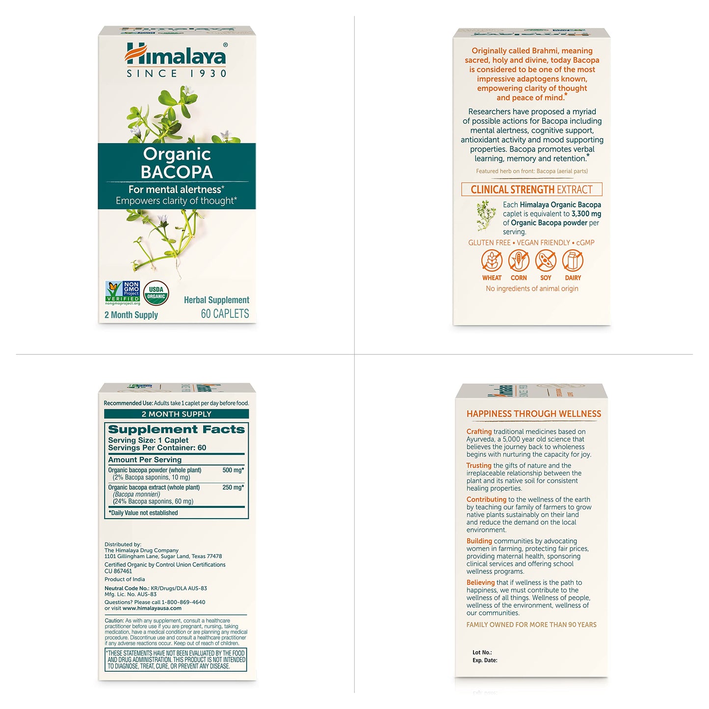 Himalaya Bacopa Monnieri Nootropic – Organic 750 mg, 60 Caplets