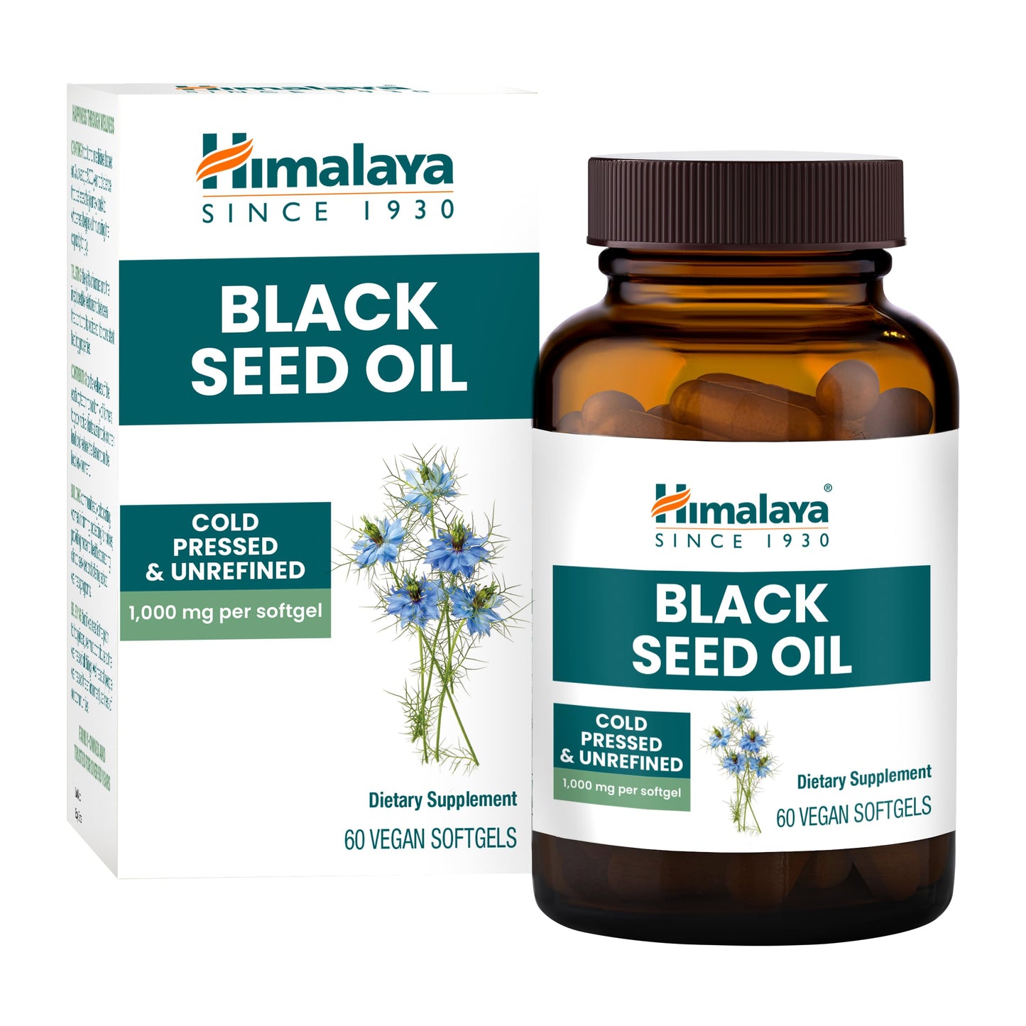 Himalaya Black Seed Oil Softgels - 1000 mg, Cold-Pressed & Unrefined, Non-GMO