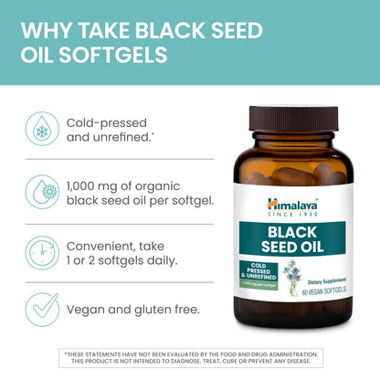 Himalaya Black Seed Oil Softgels - 1000 mg, Cold-Pressed & Unrefined, Non-GMO