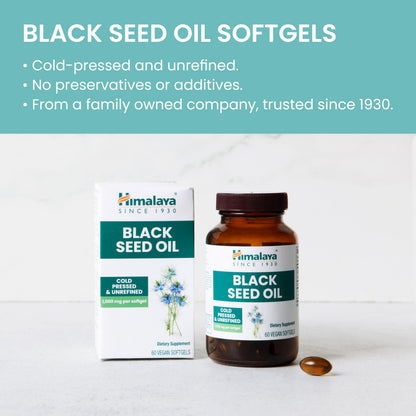 Himalaya Black Seed Oil Softgels - 1000 mg, Cold-Pressed & Unrefined, Non-GMO