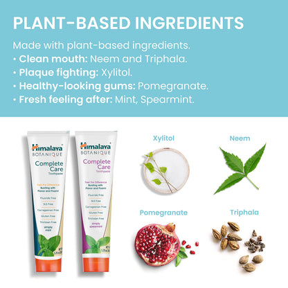 Himalaya Botanique Complete Care Toothpaste – Herbal Mint, Fluoride Free, 5.29 oz