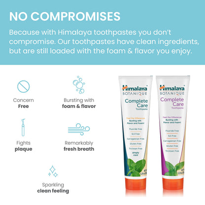Himalaya Botanique Complete Care Toothpaste – Herbal Mint, Fluoride Free, 5.29 oz