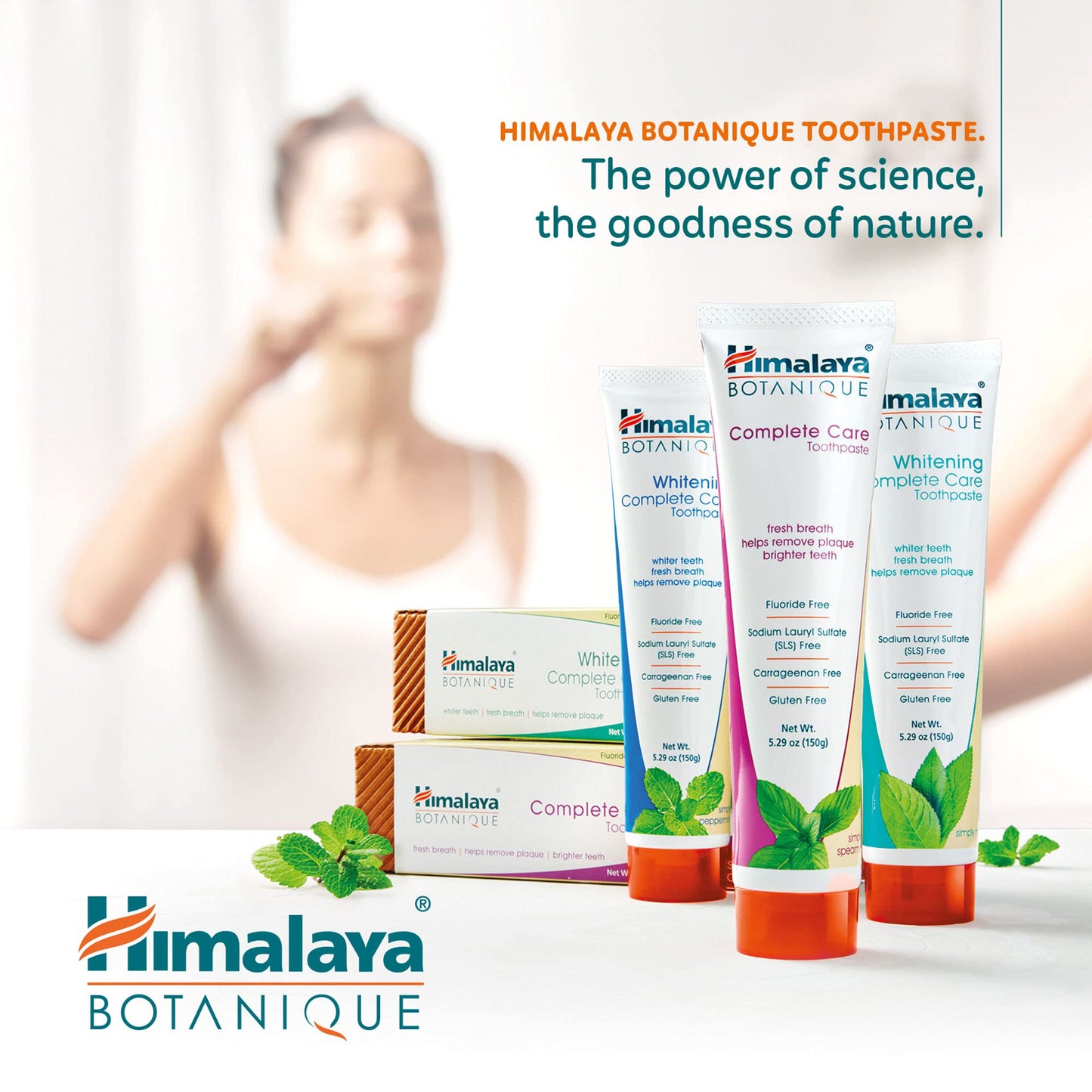 Himalaya Botanique Complete Care Whitening Toothpaste - Peppermint, Fluoride Free (5.29 oz, 4 Pack)