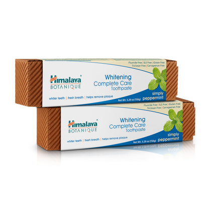 Himalaya Botanique Complete Care Whitening Toothpaste - Simply Peppermint, Fluoride Free | 2 Pack 5.29 oz