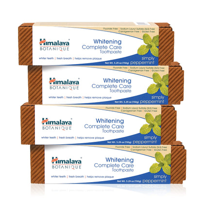 Himalaya Botanique Complete Care Whitening Toothpaste - Peppermint, Fluoride Free (5.29 oz, 4 Pack)