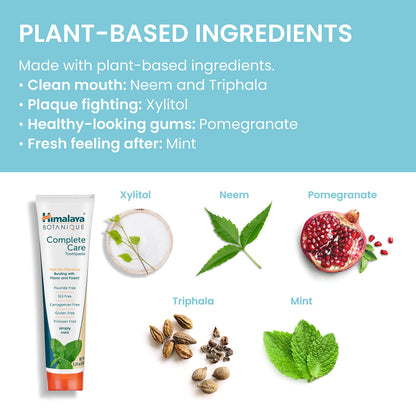 Himalaya Botanique Complete Care Toothpaste – Herbal Mint, Fluoride Free, SLS Free | 2 Pack 5.29 oz