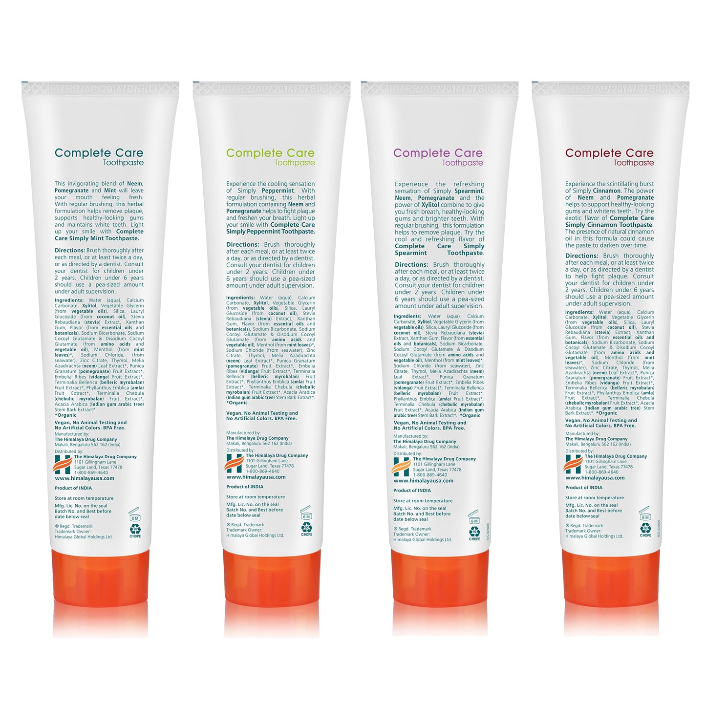 Himalaya Botanique Complete Care Toothpaste – Herbal 4-Pack, Fluoride Free, SLS Free