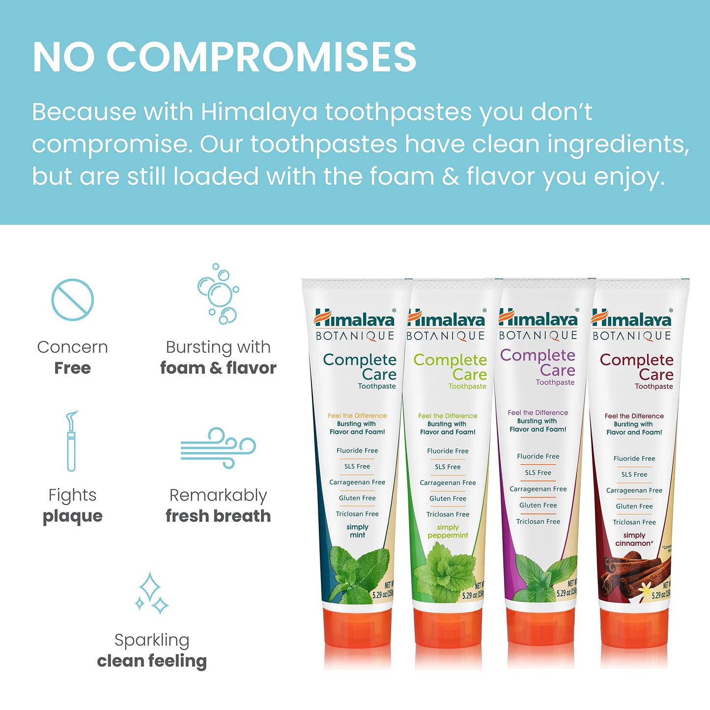 Himalaya Botanique Complete Care Toothpaste – Herbal 4-Pack, Fluoride Free, SLS Free