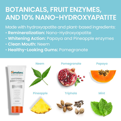 Himalaya Botanique Whitening Toothpaste – 10% Nano Hydroxyapatite, Enamel Remineralization, Vegan Mint, 3 oz