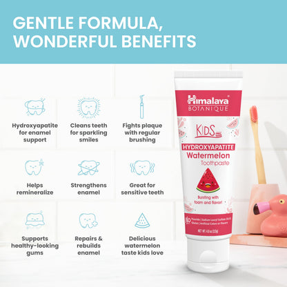Himalaya Botanique Kids Hydroxyapatite Toothpaste – Watermelon Flavor, Fluoride-Free, Vegan, Gluten-Free 4 oz