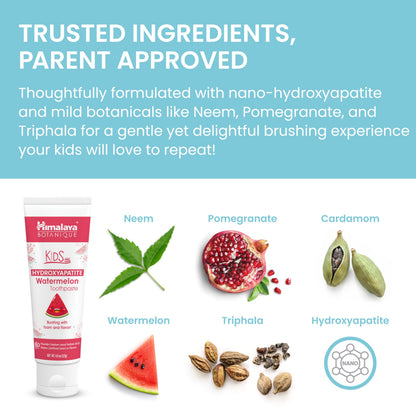 Himalaya Botanique Kids Hydroxyapatite Toothpaste – Watermelon Flavor, Fluoride-Free, Vegan, Gluten-Free 4 oz