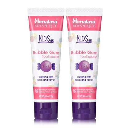 Himalaya Botanique Kids Toothpaste – Herbal Bubble Gum, Fluoride Free, 4 oz (2 Pack)