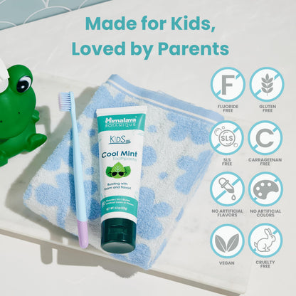 Himalaya Botanique Kids Toothpaste - Fluoride Free, Cool Mint, 4 oz | Vegan & Cruelty-Free