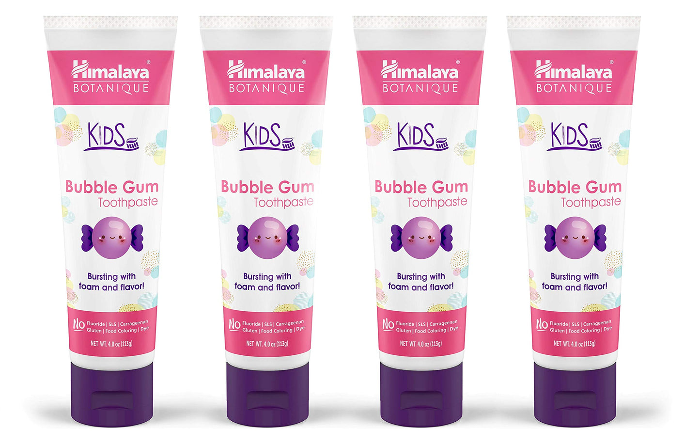 Himalaya Botanique Kids Toothpaste – Herbal, Fluoride Free, Bubble Gum (4 Pack)