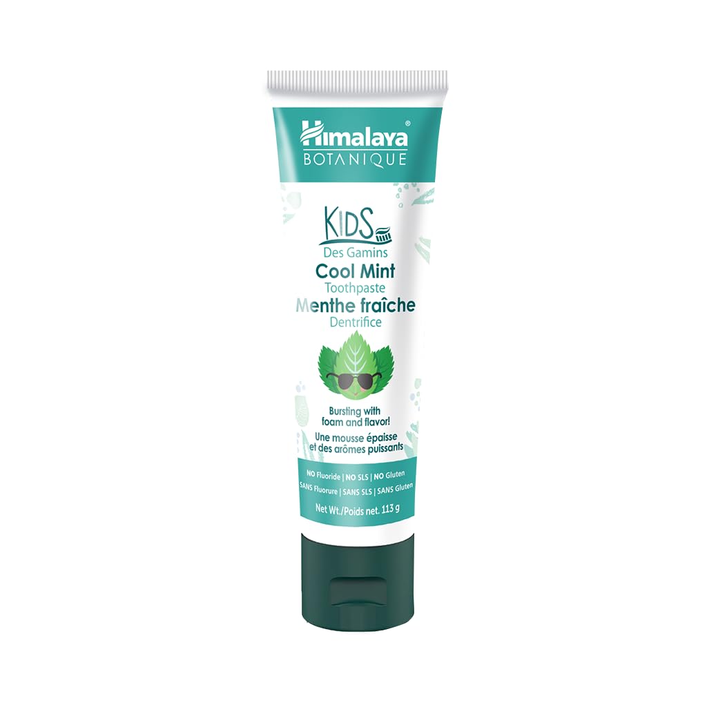Himalaya Botanique Kids Toothpaste - Fluoride Free, Cool Mint, 4 oz | Vegan & Cruelty-Free