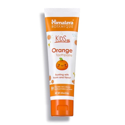 Himalaya Botanique Kids Toothpaste – Herbal Orange Flavor, Fluoride Free, SLS Free, Vegan | 4 Oz x 4 Pack